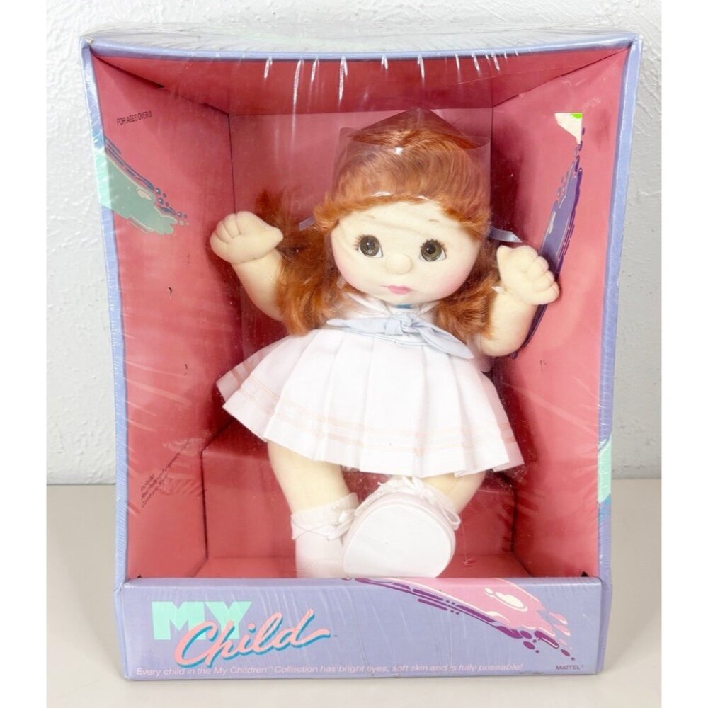 NEW In Box 1985 My Child Doll Red Hair & Green Hazel Eyes Mattel MISSING WINDOW